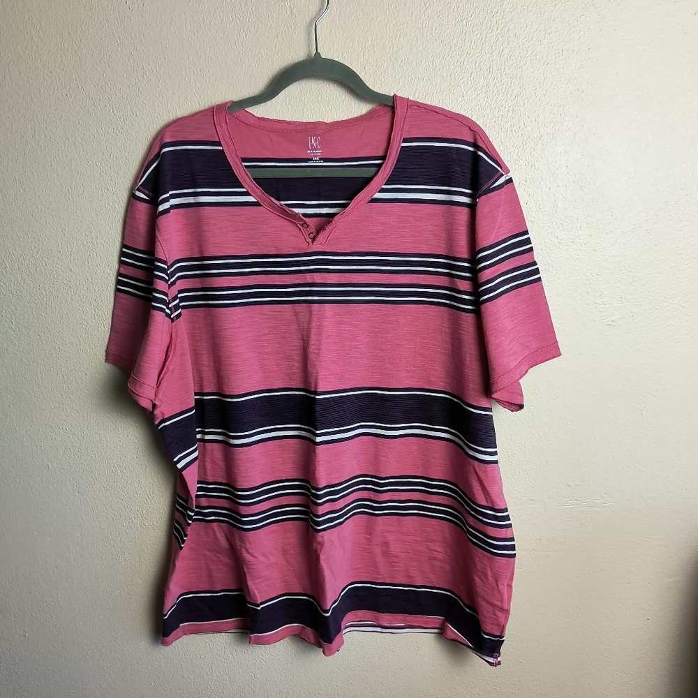 INC Pink and Black Striped Tee Top Men's Size 3XL